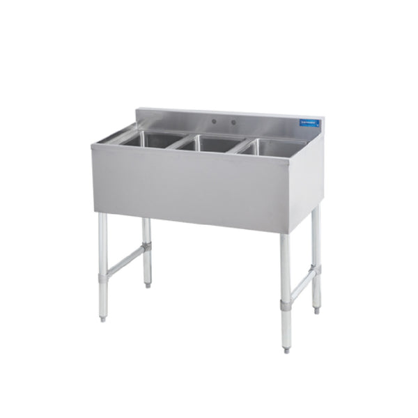 KS1 QuickShip Underbar Sink Three Compartment 10"x14"x10" Compartments — SMBS-3
