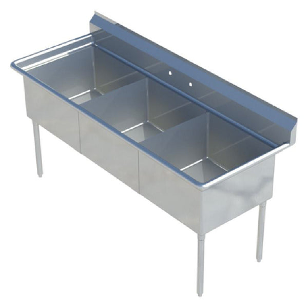 KS1 QuickShip Sink 3-compartment 41"W X 21-1/2"D X 44-1/4"H Overall Size — SMS1216-3