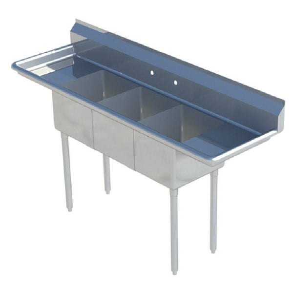 KS1 Sink 3-compartment 90"W X 26-1/2"D X 44-1/4"H Overall Size — SMS-3-1821D
