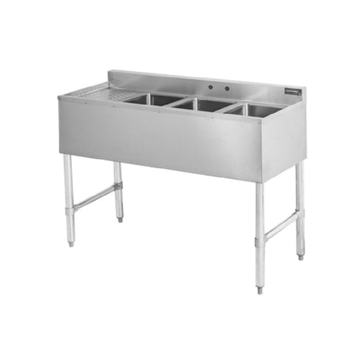 KS1 QuickShip Underbar Sink Three Compartment 10"x14"x10" Compartments — SMBS-3R