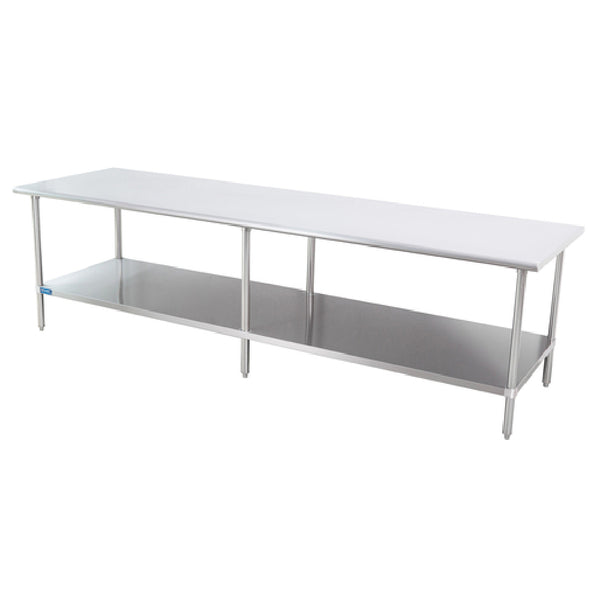 KS1 QuickShip Work Table 84"W X 24"D 18/400 Stainless Steel Reinforced Top — SMT-2484S
