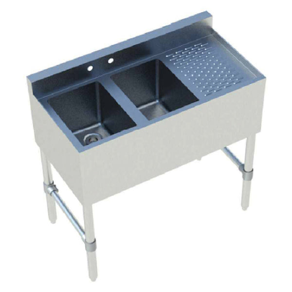 KS1 QuickShip Underbar Sink Two Compartment 10"x14"x10" Compartments — SMBS-2R