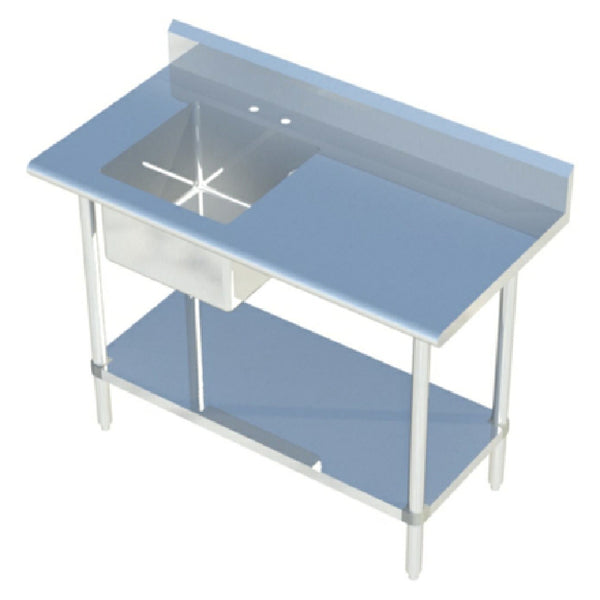KS1 QuickShip Work Table With Prep Sink 72"W X 24"D 16/304 Stainless Steel Top With 1-1/2" Rounded Front Edge — SMTPS-2472L