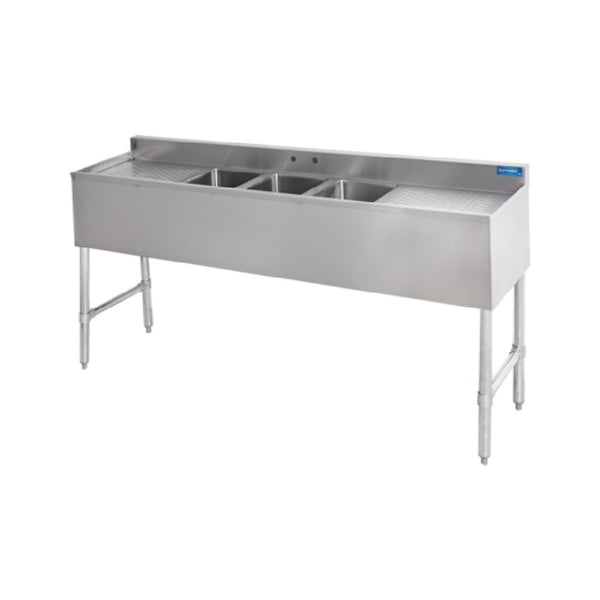 KS1 QuickShip Underbar Sink Three Compartment 10"x14"x10" Compartments — SMBS-3D