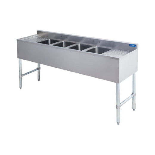 KS1 QuickShip Underbar Sink Four Compartment 10"x14"x10" Compartments — SMBS-4D