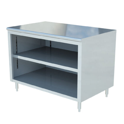 KS1 QuickShip Work Table Cabinet Base With Hinged Doors 72"W X 30"D 16/304 Stainless Steel Top With 5" Back Riser — SMDCB-3072H