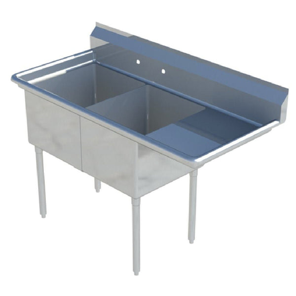 KS1 QuickShip Sink 2-compartment 62-1/2"W X 25-1/2"D X 44-1/4"H Overall Size — SMS-2-2020R