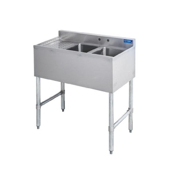 KS1 QuickShip Underbar Sink Two Compartment 10"x14"x10" Compartments — SMBS-2L