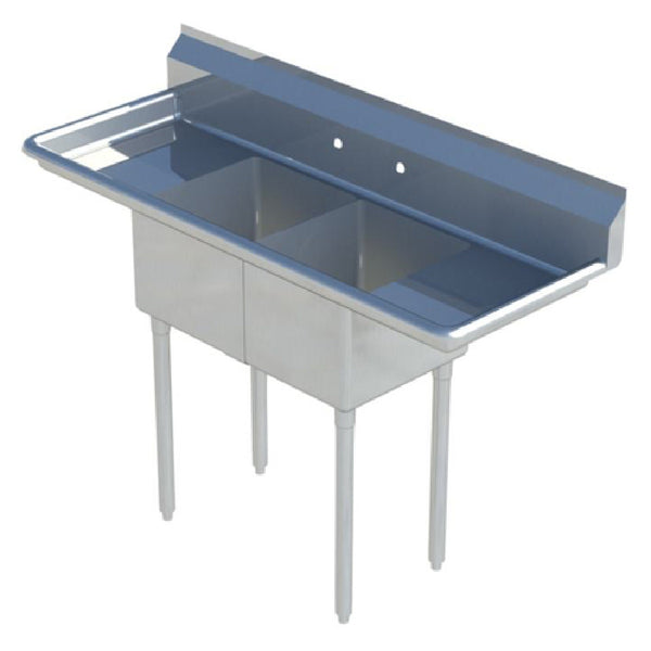 KS1 QuickShip Sink 2-compartment 60"W X 20-1/2"D X 44-1/4"H Overall Size — SMS-2-1515D