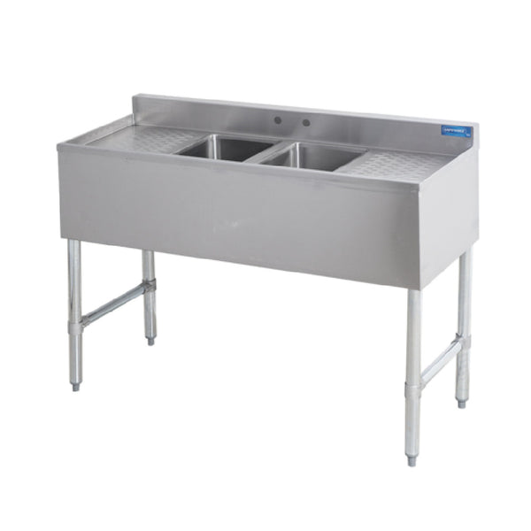 KS1 QuickShip Underbar Sink Two Compartment 10"x14"x10" Compartments — SMBS-2D